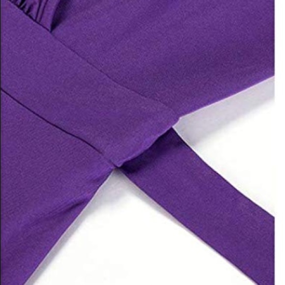 Plus size Purple V Neck Wrap Midi Dress,1-4X - Picture 6 of 7